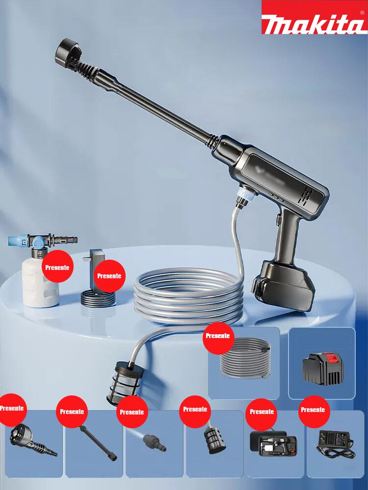 【Makita】300 KG de presión de agua, 1 batería resistente al agua de 15 núcleos, 15 C batería / 500 minutos de autonomía / tubería de 5 metros + juego completo de accesorios