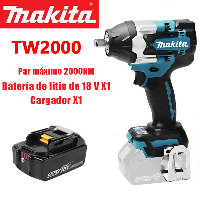 [MAKITA TW2000] Cuerpo + 1 batería + 1 cargador, par máximo 2000NM, la batería de litio de gran capacidad de 18 V se puede usar durante 15 horas a la vez, y el precio tiene un descuento del 50% durante el evento