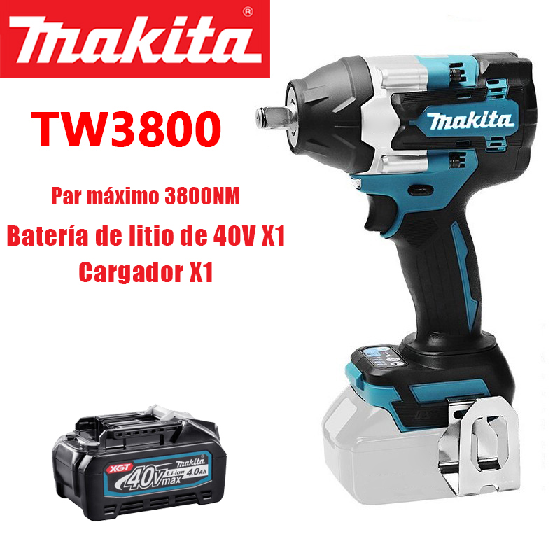 [MAKITA TW3800] Cuerpo + 1 batería + 1 cargador, par máximo 3800NM, la batería de litio de gran capacidad de 40V se puede usar durante 36 horas a la vez, y el precio tiene un descuento del 50% durante el evento