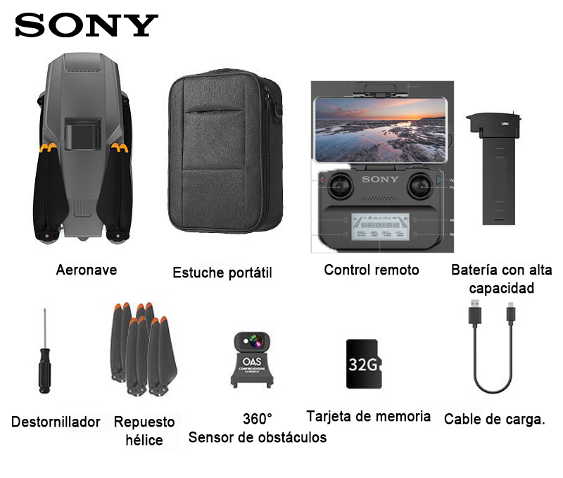 (Versión básica) proporciona resolución 4K, un alcance de hasta 13 kilómetros, una duración de la batería de 8 horas y una altitud máxima de vuelo de 500 metros, pero no incluye protección automática contra obstáculos.