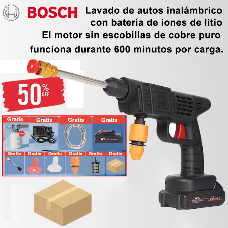 【Pistola de alta presión inalámbrica original de BOSCH】 600 W de alta potencia / alcanza hasta 20 metros - se puede usar hasta 6 horas después de la carga